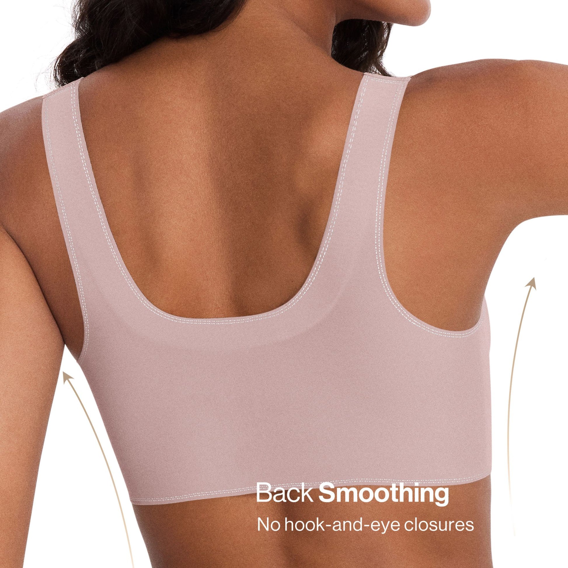 UBRAS Front Closure Bra in soft pink. Smooth back, no hook-and-eye closures.