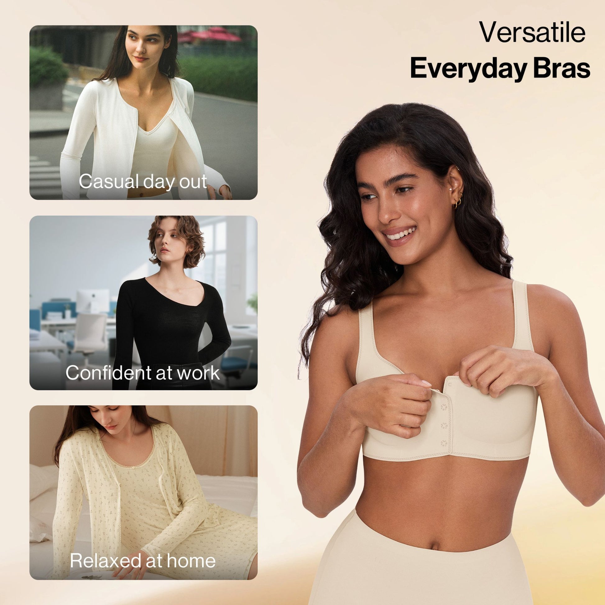 UBRAS Front Closure Bra in white. A versatile everyday fit perfect for work, home or a casual day out.