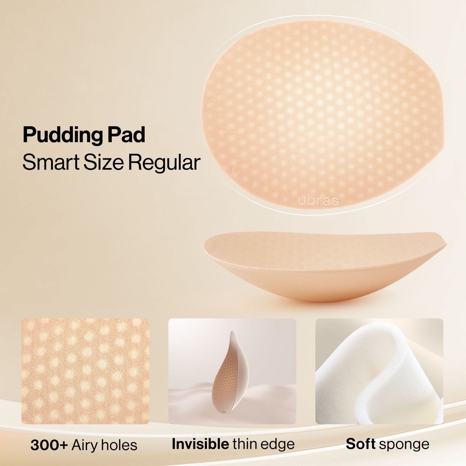 UBRAS Pudding Pad Smart Size. Ultra-light insert with airy holes, soft sponge feel and invisible thin edge.