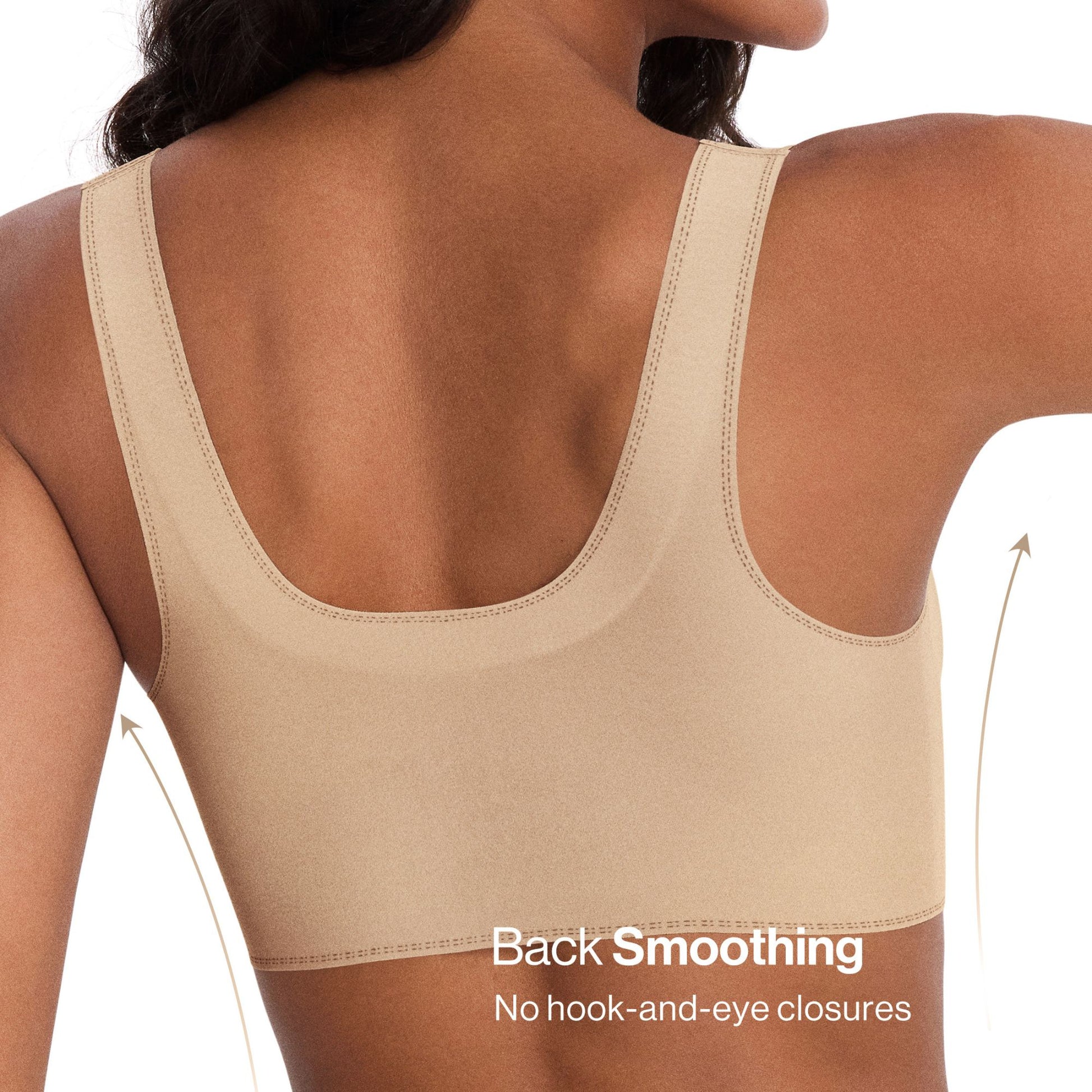 UBRAS bra in beige Seamless wireless design with wide straps, smooth back without hooks