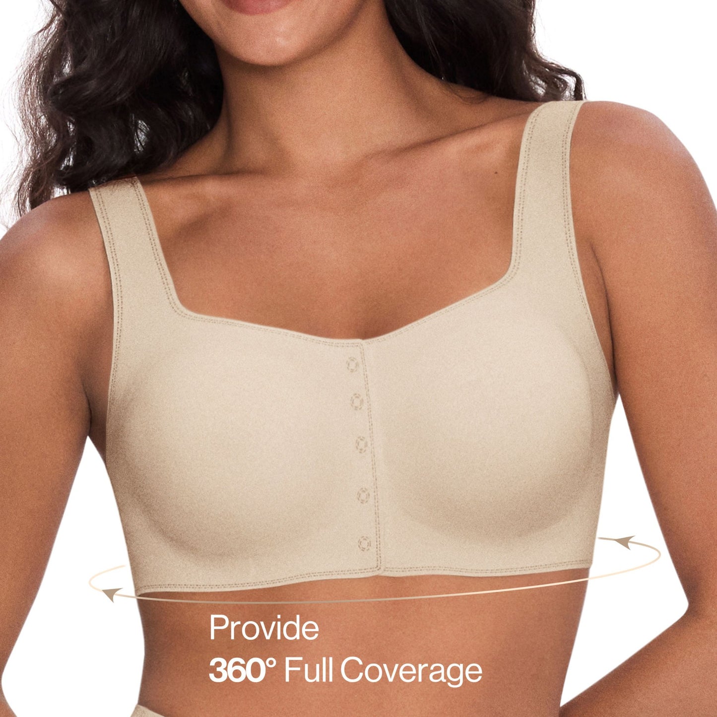 Women wearing a UBRAS Front Closure Bra in white. 